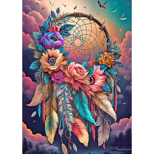 EOBROMD Dreamcatcher Diamond Art Painting Kits for Adults, 5D Diamond Painting Kits for Kids Beginners, DIY Paint Picture with Full Drill Diamond Dots for Home Wall Art Decor 12x16inch