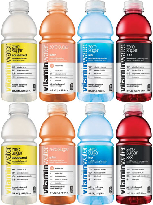 Vitaminwater ZERO Sugar Flavored Water | 4 Flavor Variety Pack Nutrient Electrolyte Enhanced Flavored Drinking Water With Vitamins 20 Fl Oz (Pack of 8)