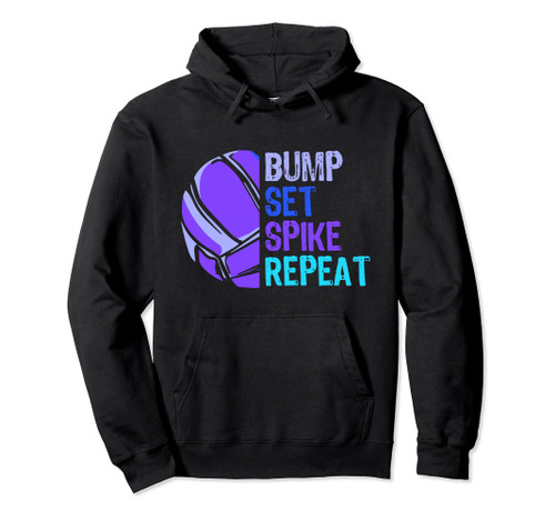Volleyball Bump Set Spike Repeat Volleyball-Player Gift Pullover Hoodie