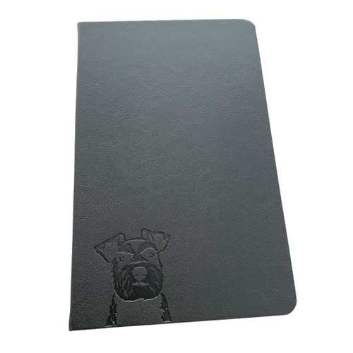 A5 Hardcover Schnauzer Notebook - PU Leather, 100gsm Lined Pages, Bookmark, Notebook or Journal (Black)
