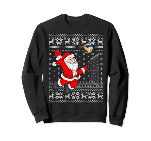 Xmas Sweater Style Ugly Santa Playing Volleyball Christmas Sweatshirt Xmas Sweater Style Ugly Santa Playing Volleyball Christmas Sweatshirt