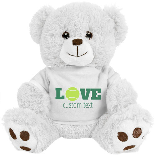 Customized Girl Add Your Text Tennis Love Teddy Bear: 10 Inch Teddy Bear Stuffed Animal