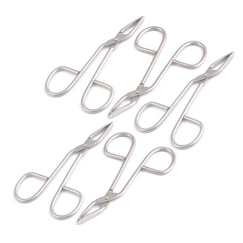 AAProTools 5 Pcs Eyebrow Tweezer Stainless Steel Scissors Shaped Slant Tip Tweezer Clip A+ Quality