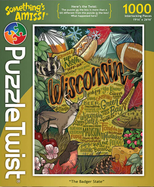 PuzzleTwist Jigsaw Puzzle | The Badger State | Something's Amiss! Series | 1000 Pieces | Wisconsin Pride Family Pastime