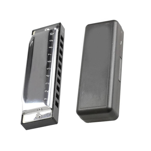 10 Holes Harmonica Silver Key Of C Harp Music Instrument Mouth Organ Diatonic With Box Harmonica Professional