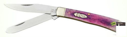 Rough Rider Trapper Folding Clip & Spey Blades Purple Bone Handle Knife