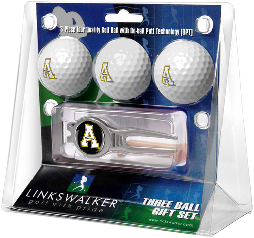 LinksWalker Appalachian State Mountaineers - 3 Golf Ball Gift Pack with Kool Divot Tool