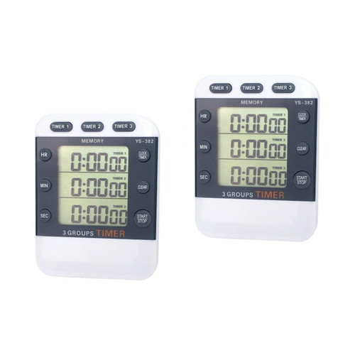 BESPORTBLE 2pcs 3 Digital Clocks Clock for Office Magnetic Timer Classroom Timers LCD Digital Timer Digital Countdown Timer Kitchen Timer Movement Timer 3 Line Display Stopwatch Reminder