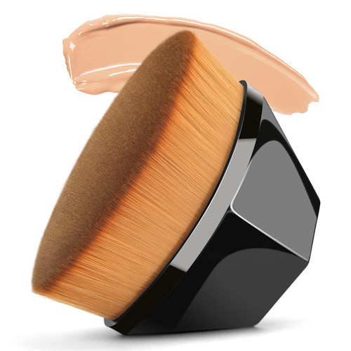 Foundation Brush Flat Top Kabuki Hexagon Foundation Makeup Brush Face Blush Liquid Powder Foundation Brush with Protective Case for Blending Liquid Cream or Flawless Powder Cosmetics (Black)