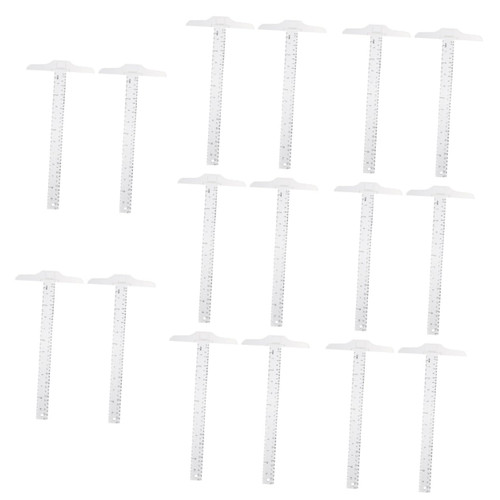 Mikikit 16 Pcs Supplies Drawing Measure Tool Academic t Ruler Sewing Ruler T- Tools for Wood Drafting Ruler Clear Square Ruler Scale Ruler Plastic Major Shirt Student White