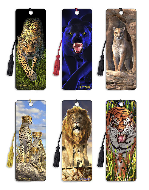 3D Lenticular Royce Bookmarks by Artgame - TOP Designs (Big Cats Set)