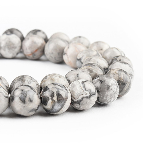 DIQIO Natural Map Jasper Bead Round Loose Stone Beads - Gemstone Beads for Jewelry Making, 8mm Jasper Beads for Bracelets(45-47pcs, 8mm, Map Jasper Bead)