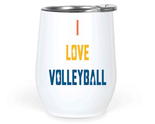 I Love Volleyball for Sport Lovers - Vibrant Design in and Multicolor - Gift for Any Volleyball Player - Large 12 Oz White Stainless Steel Wine Tumbler I Love Volleyball for Sport Lovers - Vibrant Design in and Multicolor - Gift for Any Volleyball Player - Large 12 Oz White Stainless Steel Wine Tumbler