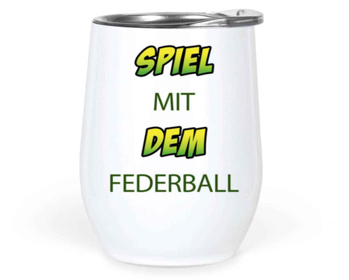 for Language Learners - Colorful Shuttlecock Gift Idea for Nephew on Birthday - German Language - 12 Oz White Stainless Steel Wine Tumbler