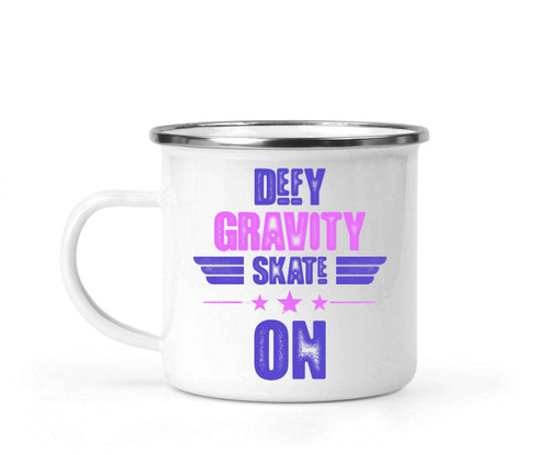 Futuristic Skateboard Fan's Gift, for Daughter's Birthday - Girl Flying Board Quote on a 12 Oz White Stainless Steel Camping Mug