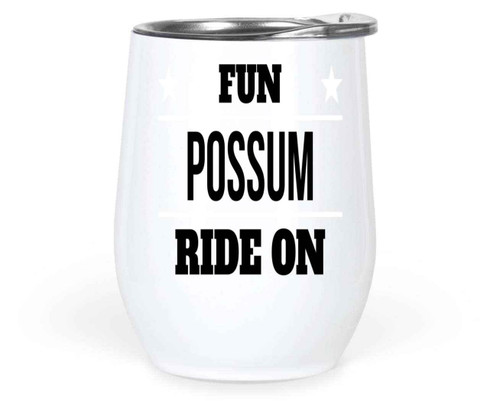 Skater's Gift for Possum Lovers - Fun Possum Skateboard, an Ideal Birthday Present for a Son - 12 Oz White Stainless Steel Wine Tumbler Skater's Gift for Possum Lovers - Fun Possum Skateboard, an Ideal Birthday Present for a Son - 12 Oz White Stainless Steel Wine Tumbler