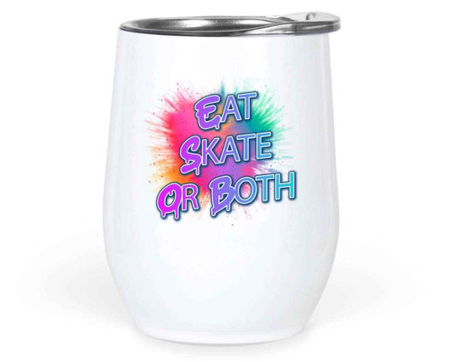 Skateboarding Fan's Gift, an Ideal Father's Day Present - Skateboarding Monkey Gift, Skate or Eat Bananas Quote on 12 Oz White Stainless Steel Wine Tumbler Skateboarding Fan's Gift, an Ideal Father's Day Present - Skateboarding Monkey Gift, Skate or Eat Bananas Quote on 12 Oz White Stainless Steel Wine Tumbler