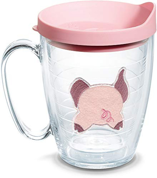 Tervis 1133494 Front & Back Pig Insulated Tumbler with Emblem and Pink Lid, 16oz Mug, Clear Tervis 1133494 Front & Back Pig Insulated Tumbler with Emblem and Pink Lid, 16oz Mug, Clear