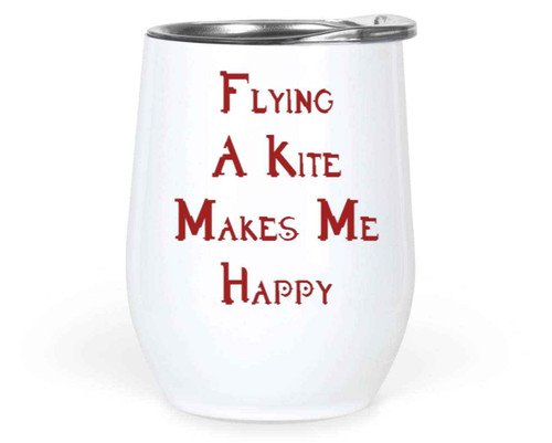 Let Your Imagination Soar with Our Grey Designed for Kite Flying Enthusiasts Of All Ages 12 Oz White Stainless Steel Wine Tumbler