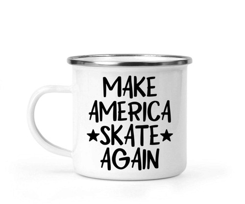 Unique Roller Skate Derby Retro Youth Gift, Brown Men Women's Birthday Present - Show Your Pride with 12 Oz White Stainless Steel Camping Mug