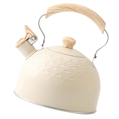 TIDTALEO Whistle Kettle Whistling Tea Kettle Stainless Steel Hot Water Kettle Boiling Tea Kettle Teapot Practical Tea Kettle Tea Kettle Stovetop Tea Pot Heating White Wood Water Boiler