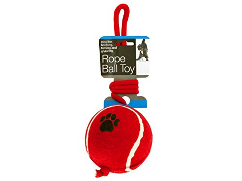 Bulk Buys Jumbo Tennis Ball with Rope Dog Toy - Pack of 8