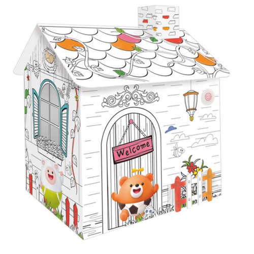 1pc Graffiti Toy Origami Toy Sorting 3D Graffiti Puzzle Art Building Painting Puzzle Toddler Cognitive Puzzle Kids Painting Toy Toys DIY Playhouse Toy Cardboard Paper Animal White