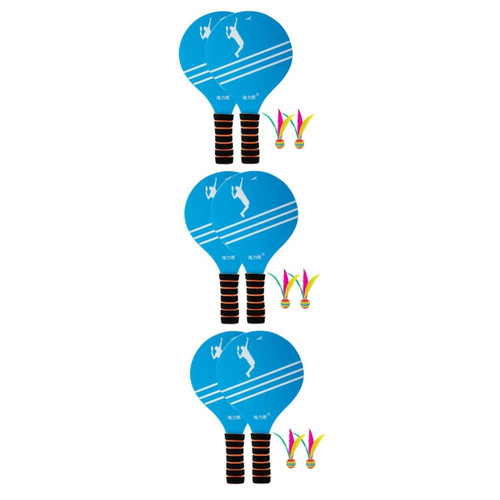 YARNOW 3 Sets Badminton Paddle Beach Ball Racket Badminton Racquet Board Badminton Racket Beach Ball Paddle Bamboo Racket Plate Child