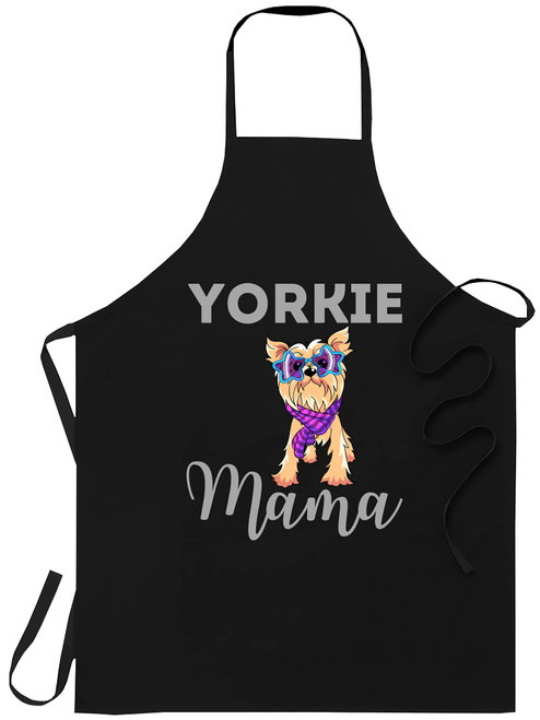 xPuffer Dog Black Apron - Womens Yorkie Dog Lover Owner Funny Dog Mom Yorkie Mama Birthday Cooking Aprons Kitchen Decor