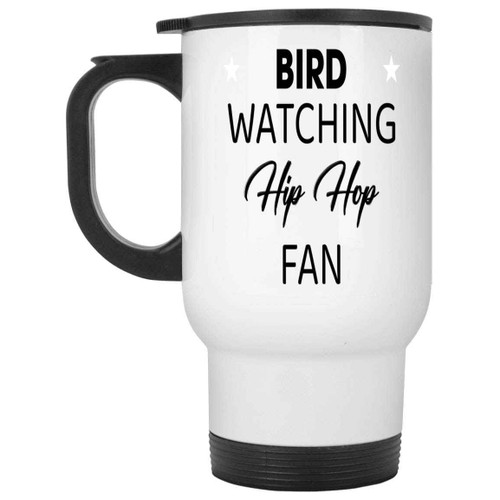 Bird Watching Gift for Animal Lovers - Ideal Father's Day Present - Hip Hop Fans Binoculars on 14 Oz White Stainless Steel Travel Mug