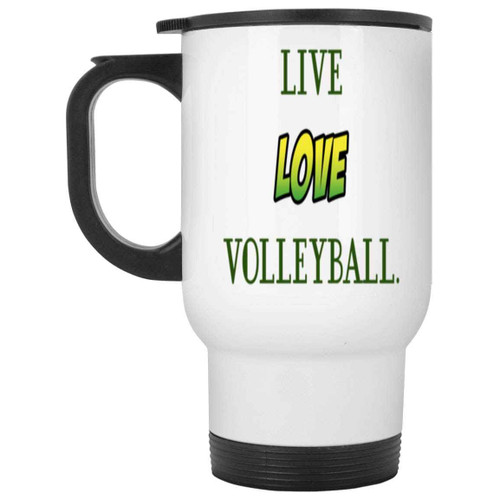 Volleyball Lover's Gift, Personalized for a Daughter - Love Volleyball 14 Oz White Stainless Steel Travel Mug Volleyball Lover's Gift, Personalized for a Daughter - Love Volleyball 14 Oz White Stainless Steel Travel Mug
