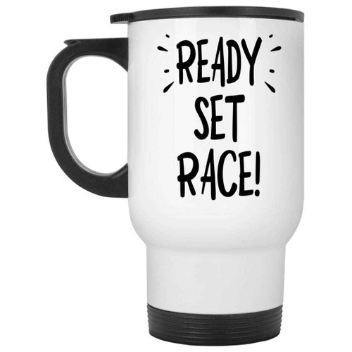 Marble Race Track Fun - Marble Racing Track Set Educational Toy for Boys and Girls - 14 Oz White Stainless Steel Travel Mug