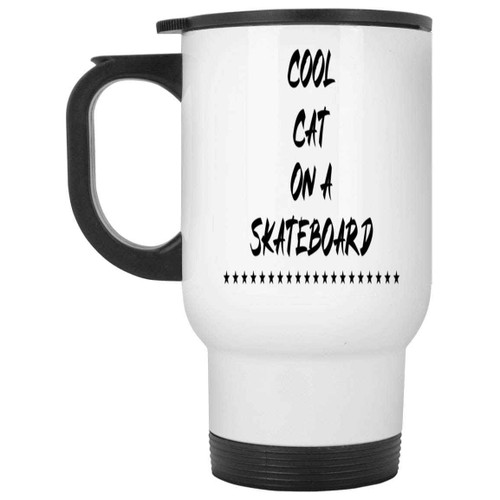 Unforgettable Cat Skateboard Gifts - Ideal Christmas Present for - Fun & Unique on 14 Oz White Stainless Steel Travel Mug