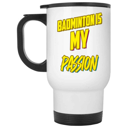 Athlete's Gift for Sports Lovers, for Nephew's Graduation - Colorful Badminton Shuttlecock Navy and Muticolor 14 Oz White Stainless Steel Travel Mug Athlete's Gift for Sports Lovers, for Nephew's Graduation - Colorful Badminton Shuttlecock Navy and Muticolor 14 Oz White Stainless Steel Travel Mug