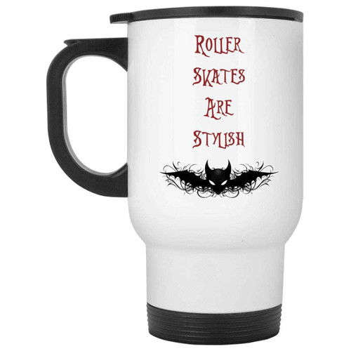 Retro 80s Rollerskating - Roller Skates Gift for Stylish Roller Skating Fans - Multicolor 14 Oz White Stainless Steel Travel Mug