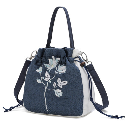 MAZEXY Handmade Embroidered Handbag Wristle Small Shoulder Bag for Travel Shopping Wedding (Magnolia_Flower)