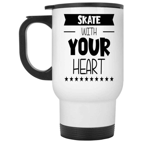 Skateboarder's Gift, Great Christmas Present for Brother - Heart Line and Skateboard Design for Skateboarding Fans on 14 Oz White Stainless Steel Travel Mug Skateboarder's Gift, Great Christmas Present for Brother - Heart Line and Skateboard Design for Skateboarding Fans on 14 Oz White Stainless Steel Travel Mug