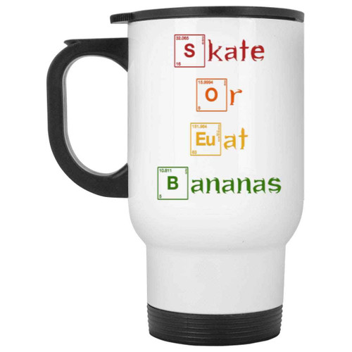 Skateboarding-themed Gift for Skateboarding Fans, Great Father's Day Present - Skateboarding Monkey, German Quote on 14 Oz White Stainless Steel Travel Mug Skateboarding-themed Gift for Skateboarding Fans, Great Father's Day Present - Skateboarding Monkey, German Quote on 14 Oz White Stainless Steel Travel Mug