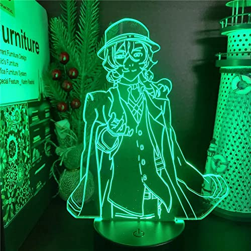 ItoNC 3D LED Illusion Lamp 3D Night Light NAKAHARA CHUUYA Bungo Stray Dogs Anime Lampara Lighting Colorful Bedroom Light Lamp Illuminator Kids Toy Gift