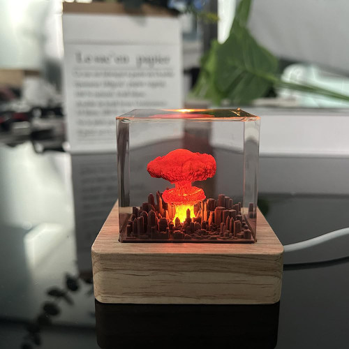 Trmonol Nuclear Explosion Bomb Mushroom Cloud Lamp, Mushroom Cloud Nuclear Explosion Lamp, 3D Mushroom Cloud Night Light, Atomic Bomb Model Atmosphere Lamp, Creative Gifts Table Lamp for Kids