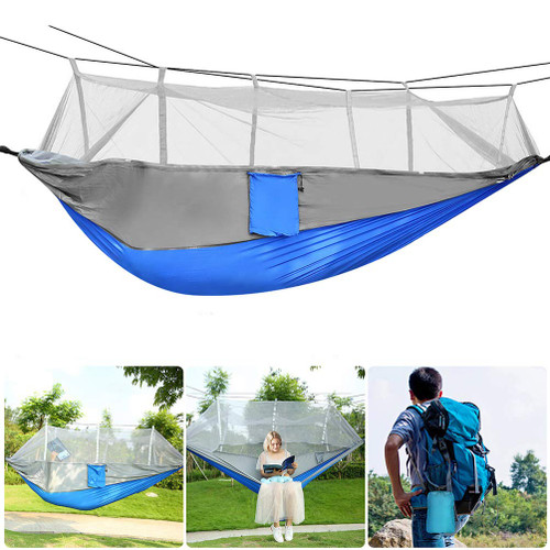 Camping Hammock with Mosquito Net, Lightweight Double Hammock Portable Parachute Nylon Camping Hammock with Easy Assembly for Travel, Hiking, Camping, Backpacking, Beach, Yard Camping Hammock with Mosquito Net, Lightweight Double Hammock Portable Parachute Nylon Camping Hammock with Easy Assembly for Travel, Hiking, Camping, Backpacking, Beach, Yard