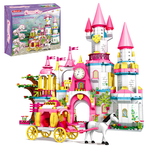 WINGIFT 1000 Piece Girls Castle Princess Building Toys, Girls Dream House Building Set, Pink Princess Castle and Carriage Creative STEM Building Blocks Set for Girls Ages 6 7 8 9 10 11 12 Years Old