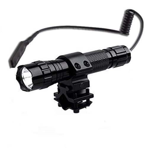 BESTSUN Super Bright Tactical Flashlight WF-501B Xm-L2 LED 1200 Lumens 1 Mode Hunting Light Lamp Torch Set with Pressure Tail Switch, Barrel Mount and Charger