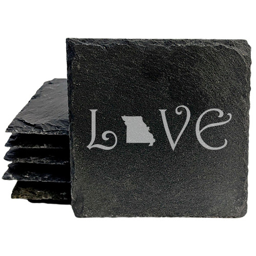 Love Missouri Coasters - Square Slate - set of 5