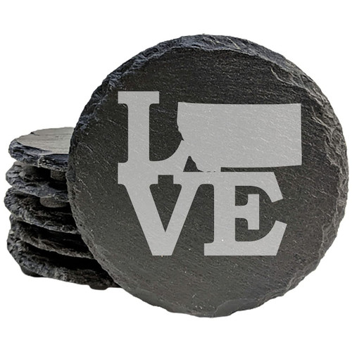 Love Montana Coasters - Round Slate - set of 5