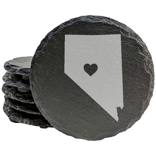 Love Nevada Coasters - Round Slate - set of 5