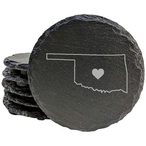 Love Oklahoma Coasters - Round Slate - set of 5