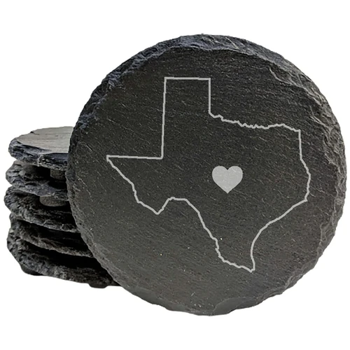 Love Texas Coasters - Round Slate - set of 5