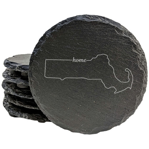 Massachusetts Home Coasters - Round Slate - set of 5