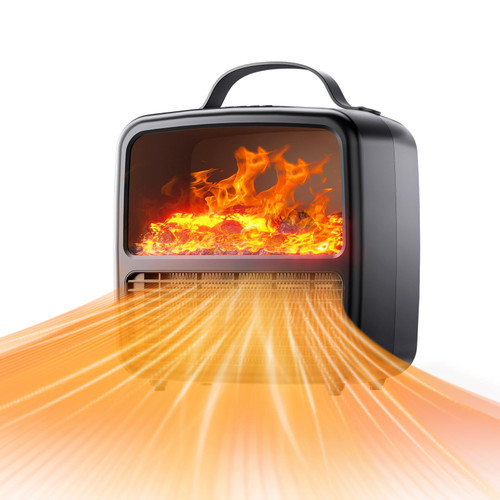 Space Heater, 1500W Electric Portable Heater Indoor With Fireplace Lanterns, PTC Fast Heating Ceramic Room Small Heater with Heating and Fan Modes for Bedroom, Office and Indoor Use